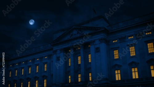 Buckingham Palace With Lights On In Moonlight
 photo