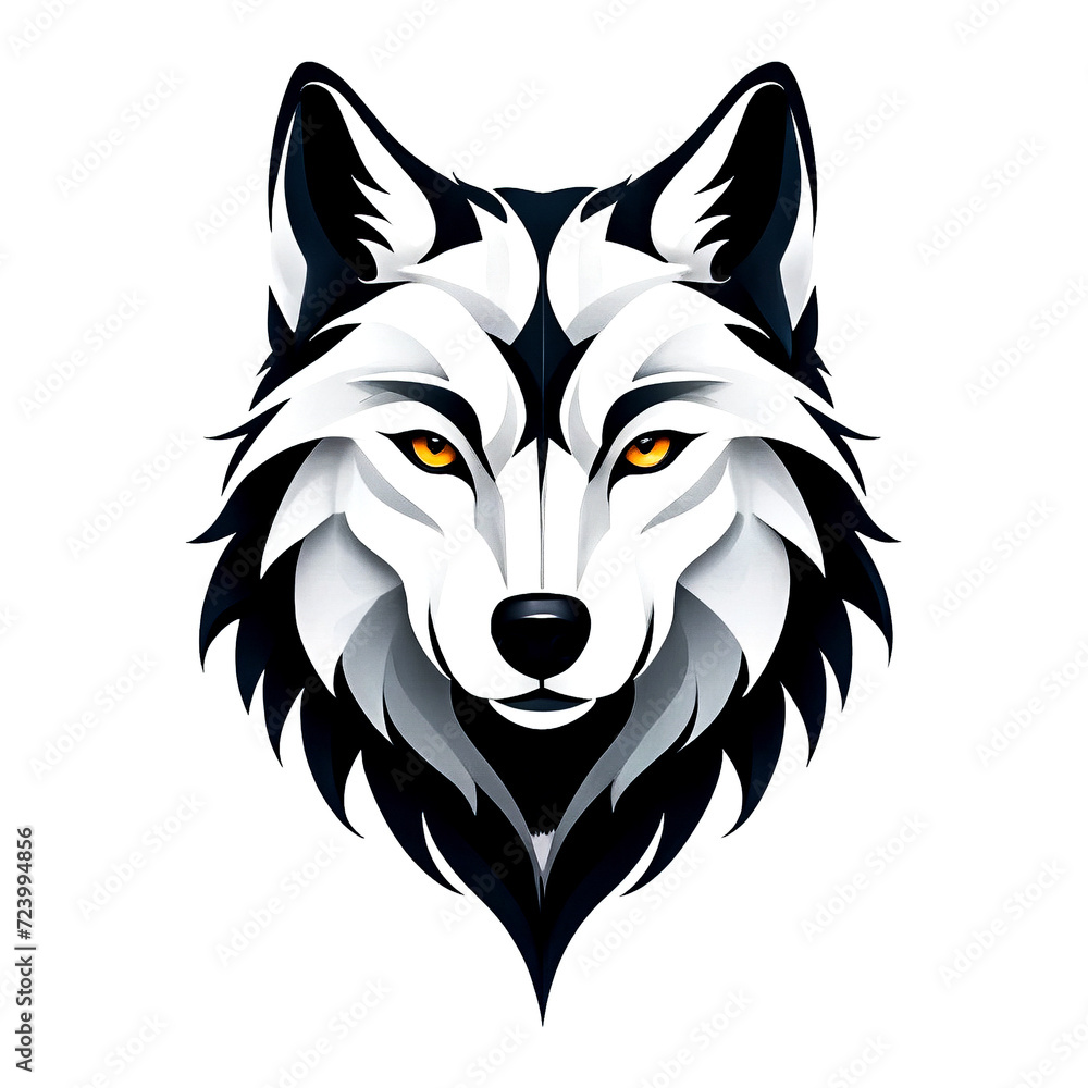 Naklejka premium Stylized image of a wolf's head. Generative AI