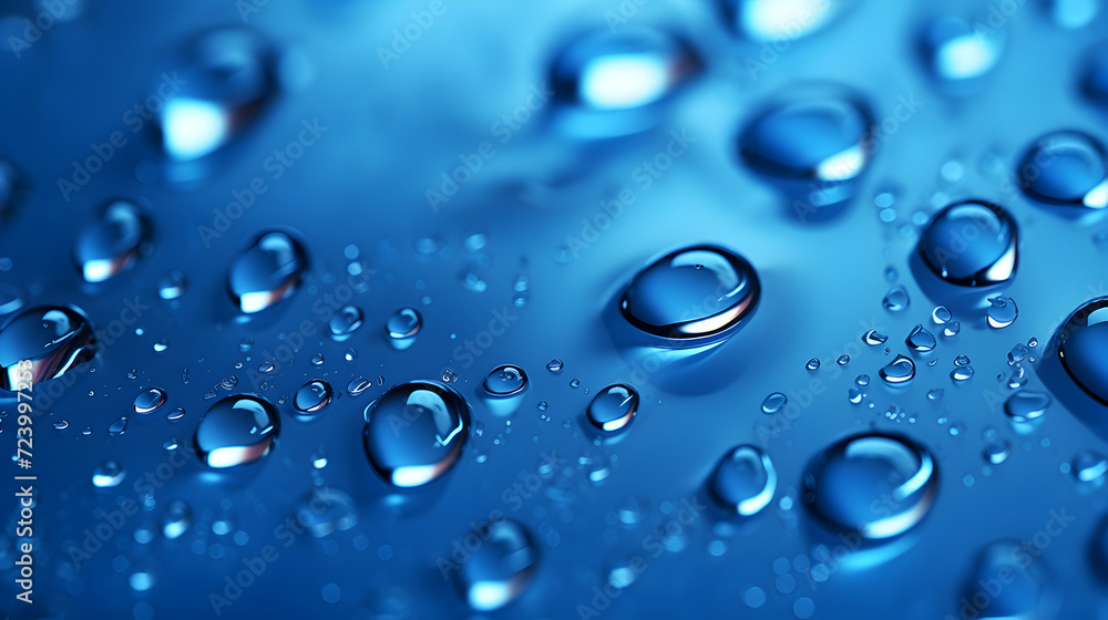 Water drops on a deep blue background with gradation and highlight,,
Sparkling water drops on a deep blue backdrop with highlights and gradients
