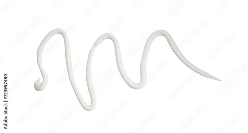 Tasty fresh mayonnaise sauce isolated on white, top view Tasty fresh mayonnaise sauce isolated on white, top view