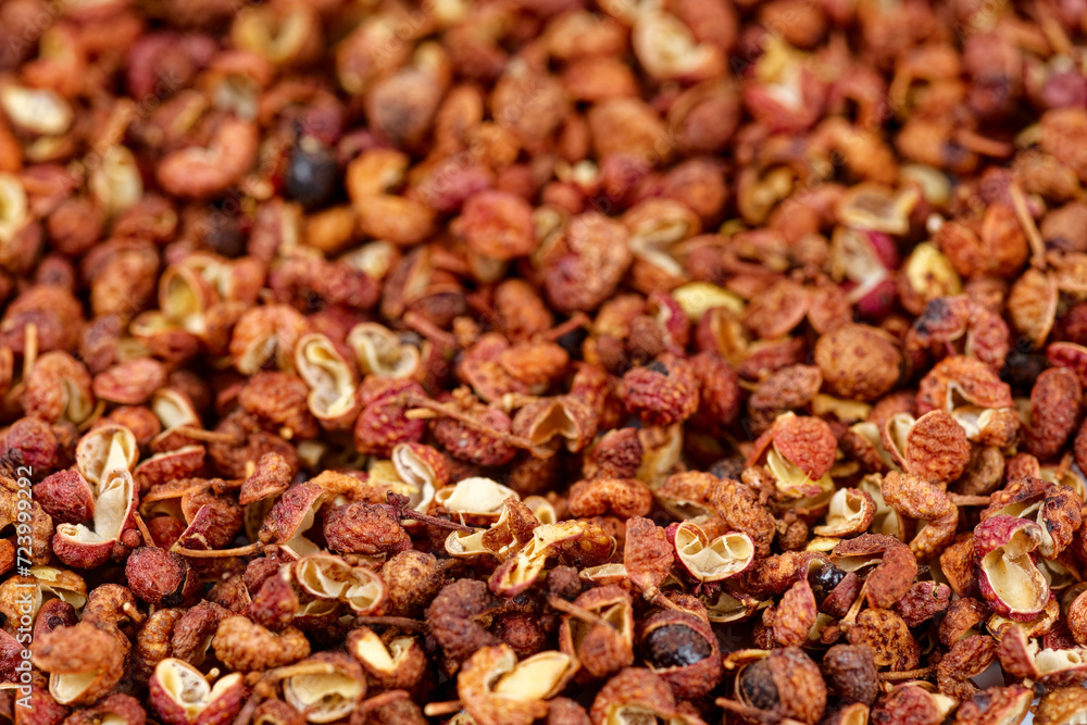 Chinese Sichuan pepper, macro shot Chinese Sichuan pepper, macro shot