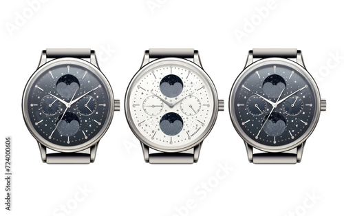 Moon phase wrist Watch, Moon phase hand watch isolated on Transparent background.