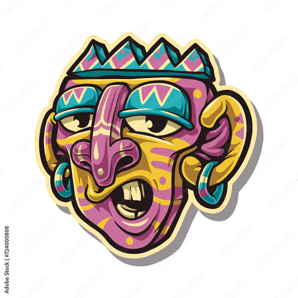 Psychedelic art cartoon illustration of the Ethnic Mask traditional trippy fly so high, unique character style useable for tshirt sticker and any merchandise and good printable resolution Psychedelic art cartoon illustration of the Ethnic Mask traditional trippy fly so high, unique character style useable for tshirt sticker and any merchandise and good printable resolution
