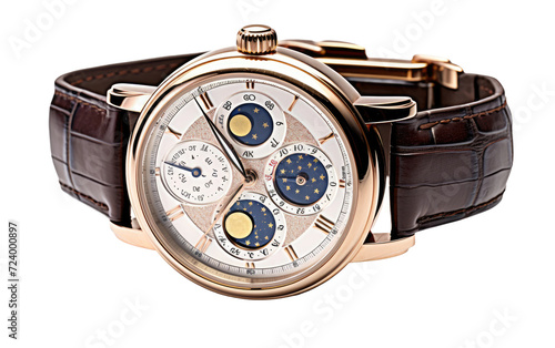 Stylish Perpetual Calendar Watch, Perpetual hand Watch, Perpetual Calendar Watch isolated on Transparent background.
