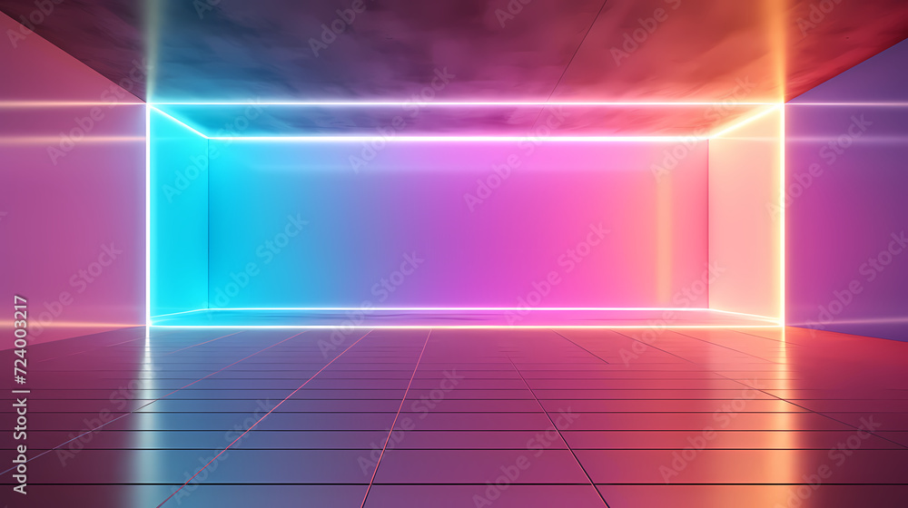 Empty room with neon lights Empty room with neon lights