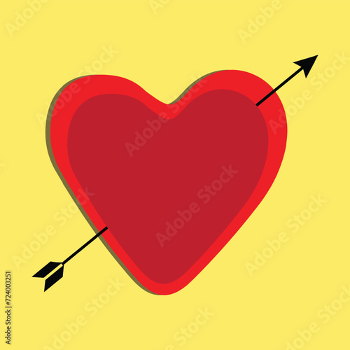 Love Heart icon with arrow. Heart icon vector isolated with background