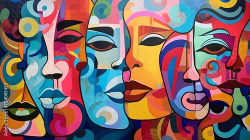 Colorful abstract face collage , generated by AI