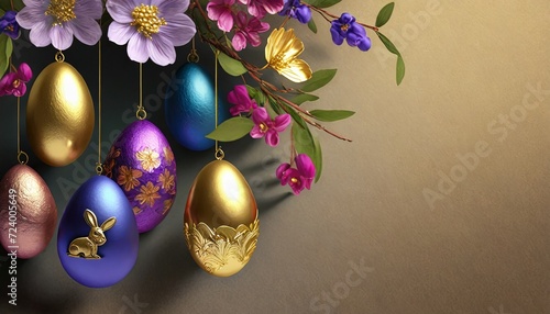 easter eggs with flowers 