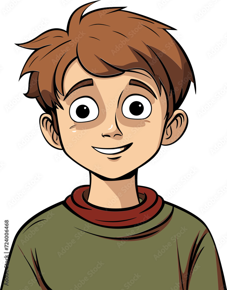 Vector Sketch of a Joyful Child Energetic Boy in Vector Design