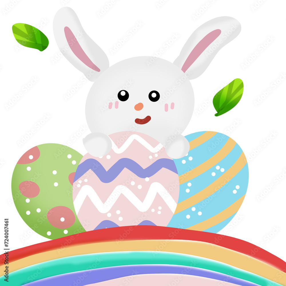 Fototapeta premium easter bunny with eggs