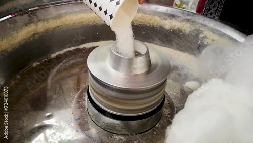 close-up cotton candy manufacturing