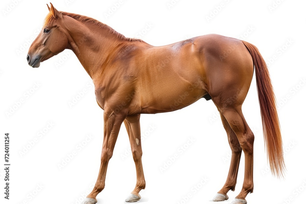 Fototapeta premium Chestnut horse isolated on white background