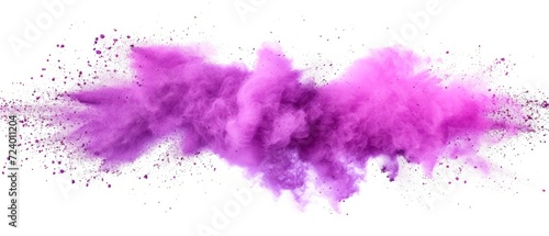Bright purple lilac holi paint color powder festival explosion isolated white background. industrial print concept background