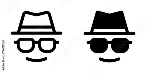 Editable vector incognito hat glasses user icon. Part of a big icon set family. Perfect for web and app interfaces, presentations, infographics, etc