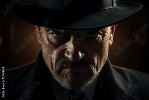 Generative ai picture of middle aged gentleman severe angry boss wearing suit