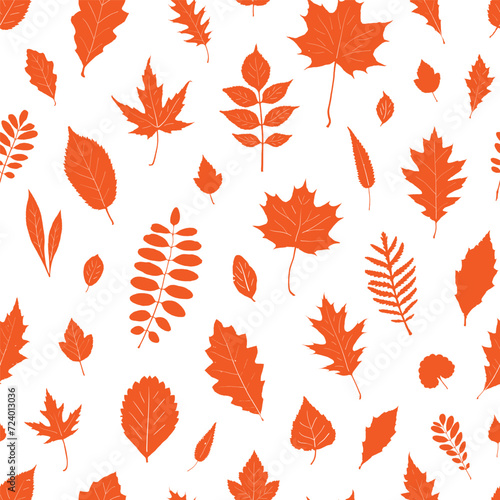 
leaves of different trees vector seamless background , design elements