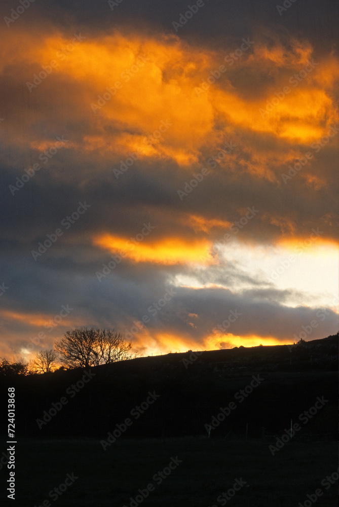 coucher de soleil, Causse Mejean, Parc naturel régional des Grands Causses, 48, Lozère, France