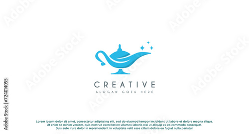 Letter S genie lamp design logo concept. lantern lamp logo template. genie aladdin.