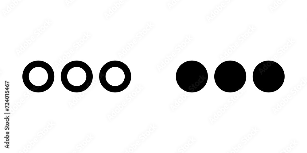 Obraz premium Vector horizontal ellipsis menu icon. Black, white background. Perfect for app and web interfaces, infographics, presentations, marketing, etc.