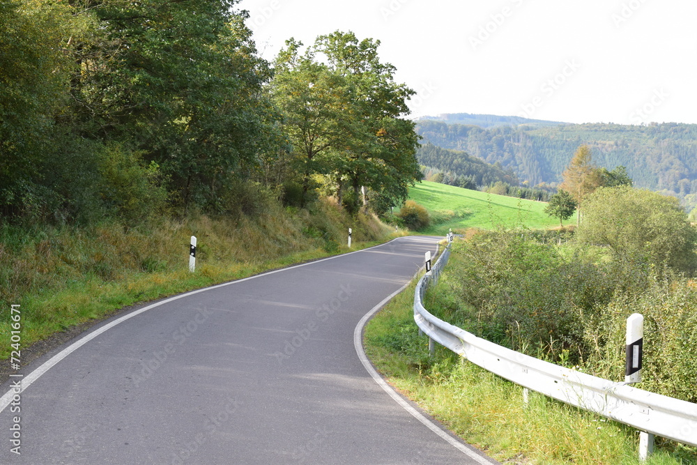 narrow country road in the Eifel during autumn