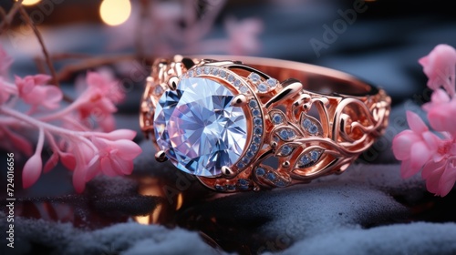 Beautiful engagement ring with diamonds UHD Wallpaper photo