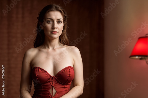 Donna sensuale con corpetto rosso © Benedetto Riba