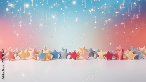 Holiday decorative border, festive background with festive star decoration