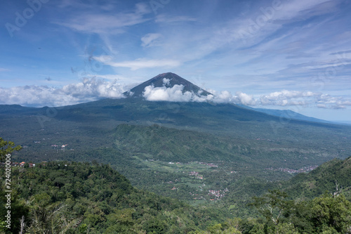 Aerial view of the volcano Agung located in Bali Indonesia.