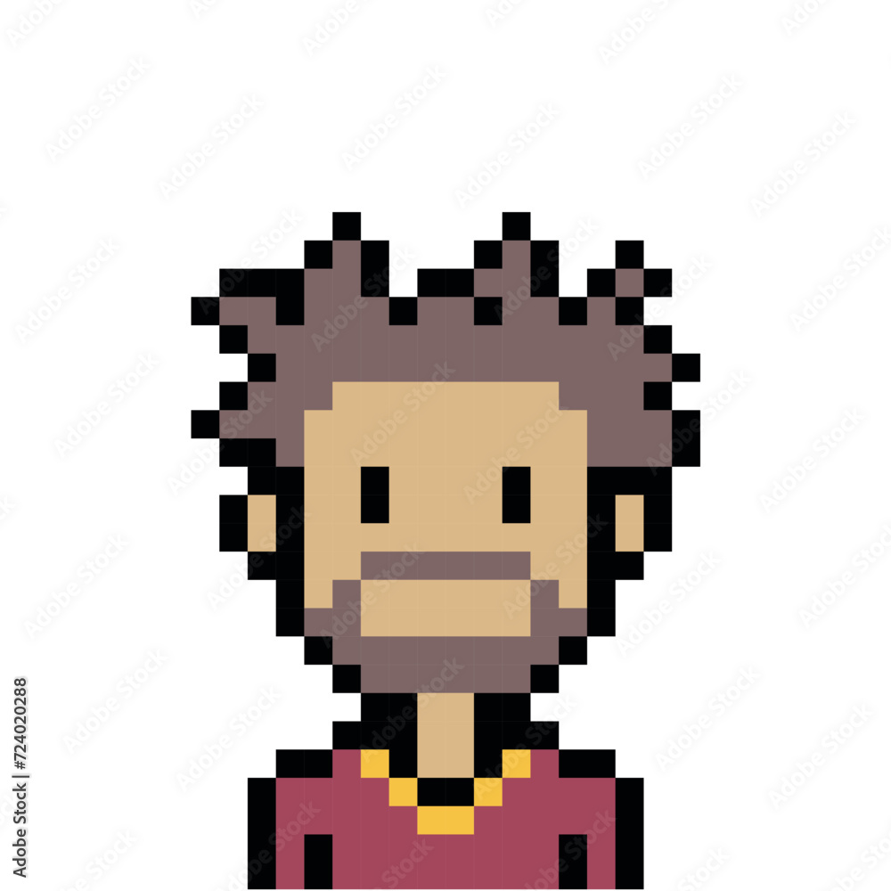 beard man icon pixel art