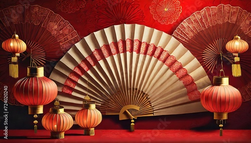 Chinese red background with decorations