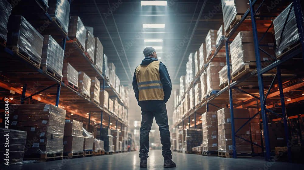 Fototapeta premium man standing in warehouse
