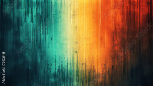The fusion of science and art with a gradient spectrum from teal to orange, accompanied by a pixelated grainy texture