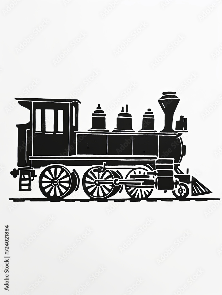 Naklejka premium Cute simple steam train. Child poster Wall art