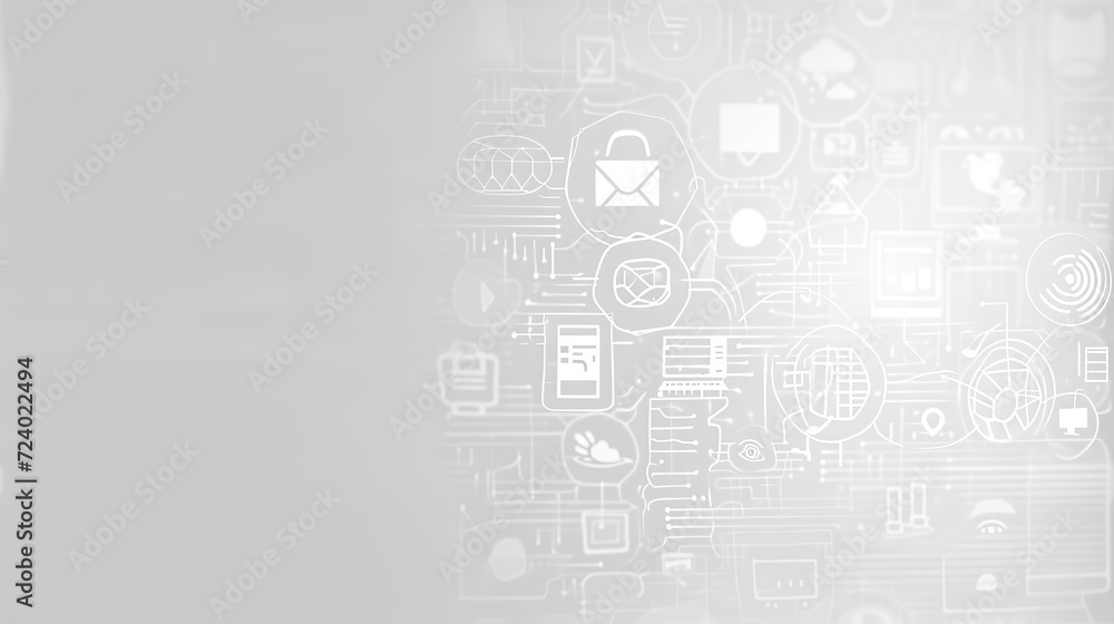 Many social network printed icons lies in pile on beige background with copy space. Many social network printed icons lies in pile on beige background with copy space.