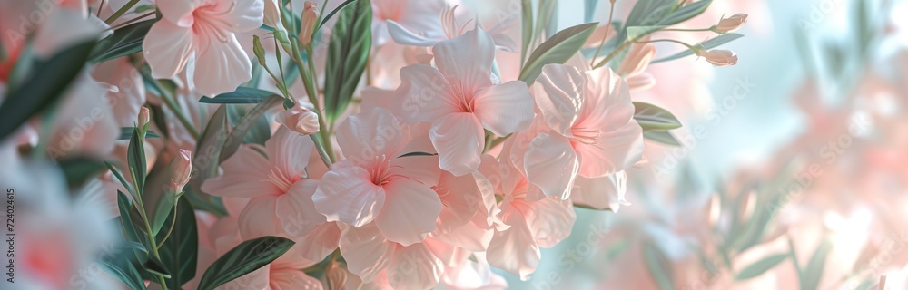Fototapeta premium beautiful light pink flowers of oleander in summer time for background