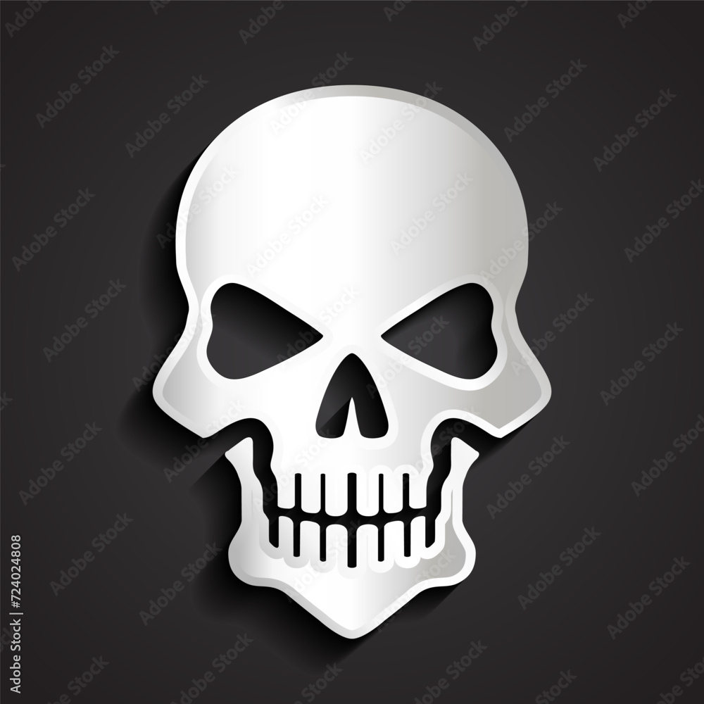 Fototapeta premium 3d silver human skull vector illustration on a dark background 