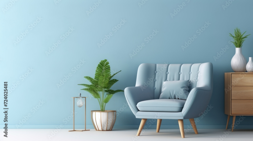 Modern living room interior composition with fluffy armchair Modern living room interior composition with fluffy armchair