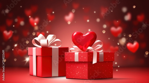 Valentine's day design. Realistic red gifts boxes
