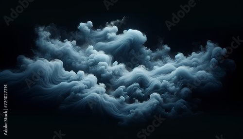 Very subtle and transparent blue smoke on a black background