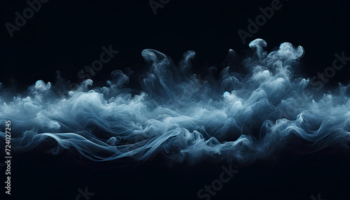 Subtle and soft blue smoke on a black background