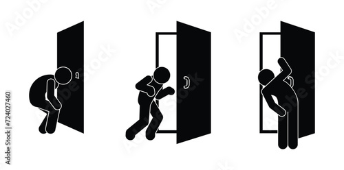 voyeurism, person sneaking, privacy violation, people icon