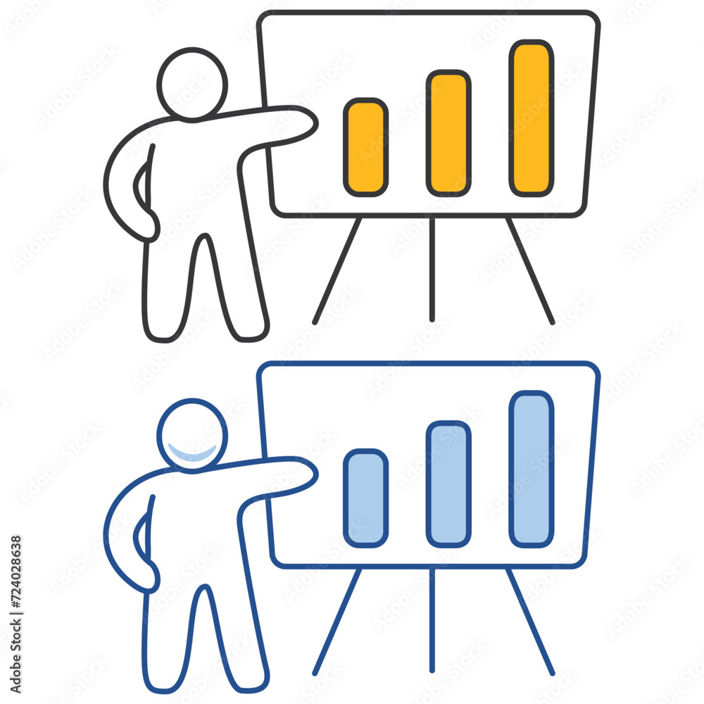Present company growth.Profit or increase revenue.Bar chart.Statistics reporting or improvement.Businessman presenting graphs Analyze statistical growth.Successful businessman stands near. Present company growth.Profit or increase revenue.Bar chart.Statistics reporting or improvement.Businessman presenting graphs Analyze statistical growth.Successful businessman stands near.