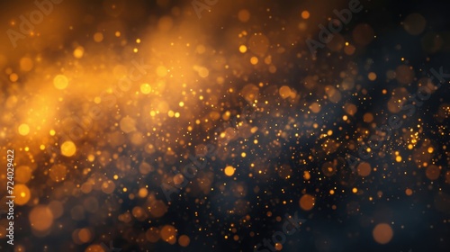 background of abstract glitter lights. gold, blue and black. defocused