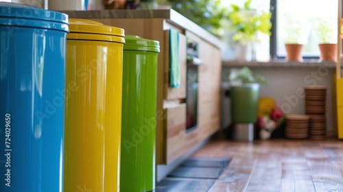 Des poubelles de tri sélectif dans une cuisine