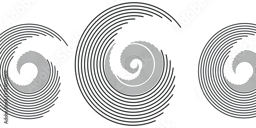 Set of two radial hypnotic spirals, on transparent background photo