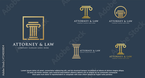 Set Of Lawyer logo with creative element style Premium Vector. Law firm Attorney And Law logo design vector Illustration.