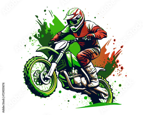 Fototapeta Naklejka Na Ścianę i Meble -  motorcross t shirt design illustration vector