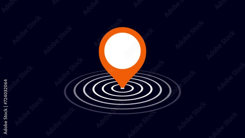 GPS location pointer animated with radio wave, location map pointer with pin icon, location pin icon GPS location pointer animated with radio wave, location map pointer with pin icon, location pin icon