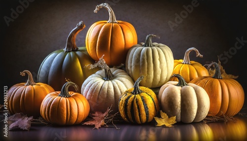 autumn decoration with pumpkins suitable for Halloween