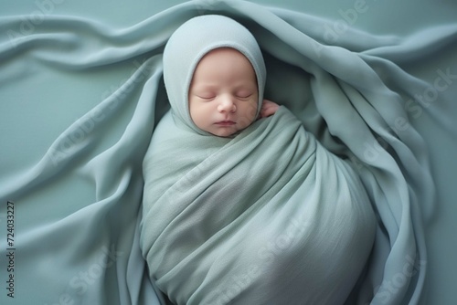 Sleeping newborn boy in the first days of life on white background 